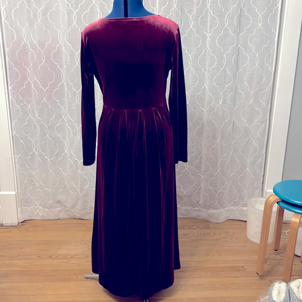 Appleseeds Long Maxi Purple Long Sleeve Velour Velvet Dress Wicca Mystic - Picture 2 of 6